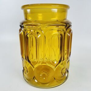 VTG LE Smith Moon & Stars Amber Canister Apothecary Jar No Lid Replacement 7.75"